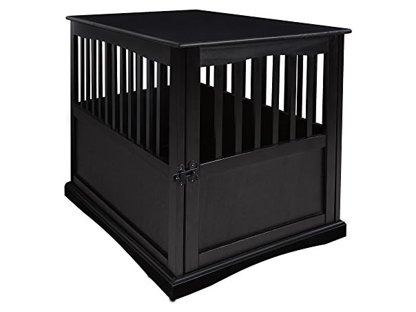 Casual Home Wooden Large Pet Crate, End Table- Black