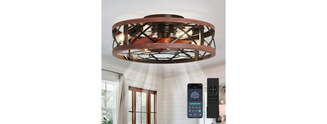 19'' Caged Ceiling Fans With Lights And