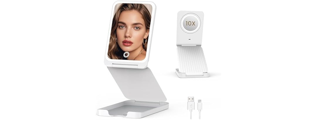 LAMPICK Travel Makeup Mirror with Lights