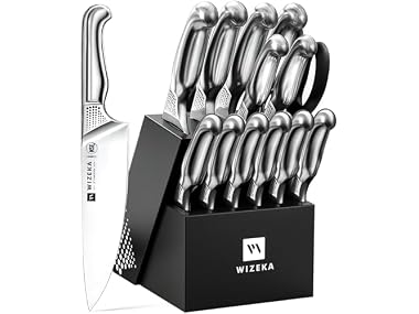 WIZEKA Kitchen Knife Set with Block