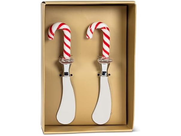 Abbott Collection Candy Cane Topped Pate Spreaders. Set of 2