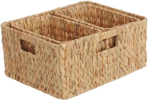 CROS Set of 3 Water Hyacinth Storage Baskets Kitchen (Natural)