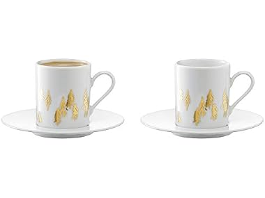 LSA international Fir Espresso Cup & Saucer, 3.4 fl oz, Gold