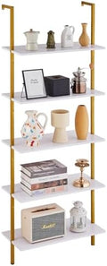 Ladder Shelf, 5-Tier Bookshelf 24x11.8in White