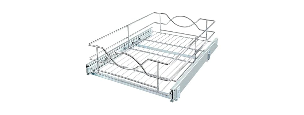 D Single-Tier Wire Pull Out Kitchen and Bath Storage Basket w