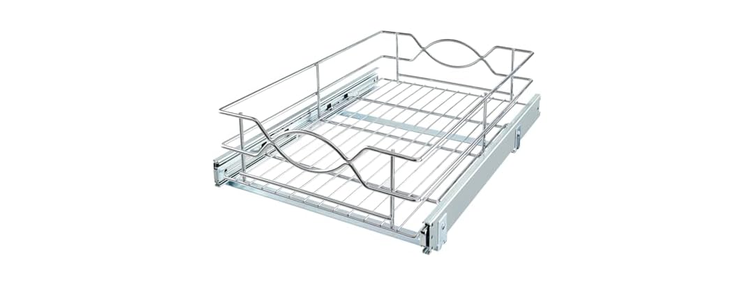 D Single-Tier Wire Pull Out Kitchen and Bath Storage Basket w