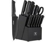 15-Piece Kitchen Knife Set w/ Block- Black