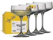JoyJolt Sidney Cocktail Coupe Glasses Set of 4 | 8 oz Gray