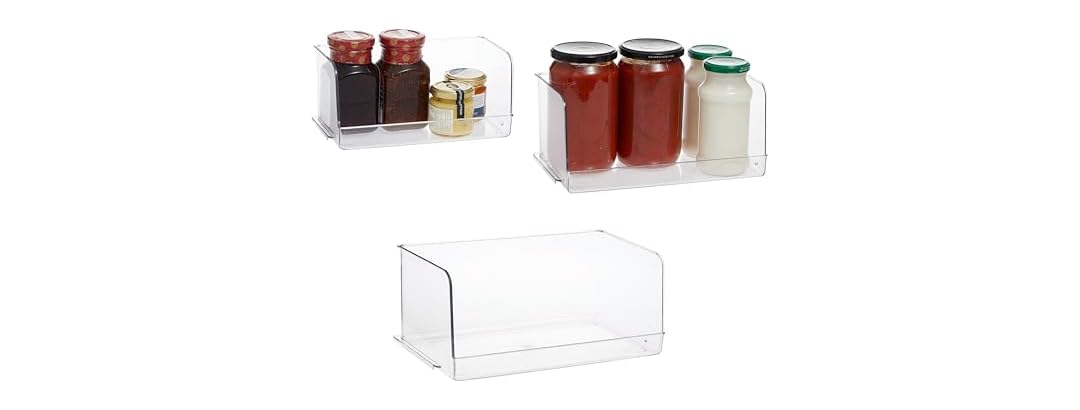 SIMPLEMADE Clear Refrigerator Organizer Bins Pack of 3