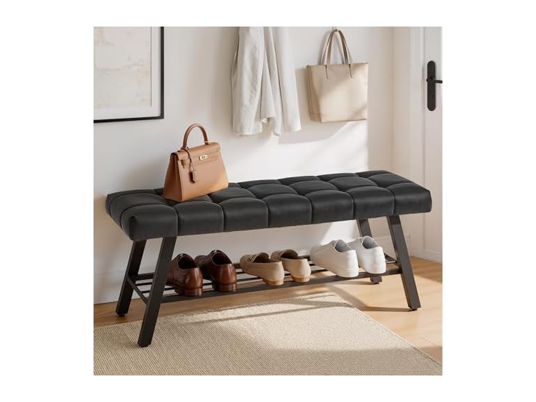 Lue Bona 45" Entryway Bench Black