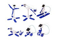 DIY Blue 6-in-1 Educational Solar Robot