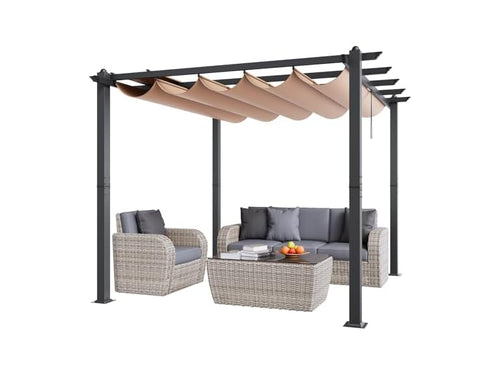 10'x10' Outdoor Retractable Pergola with Canopy