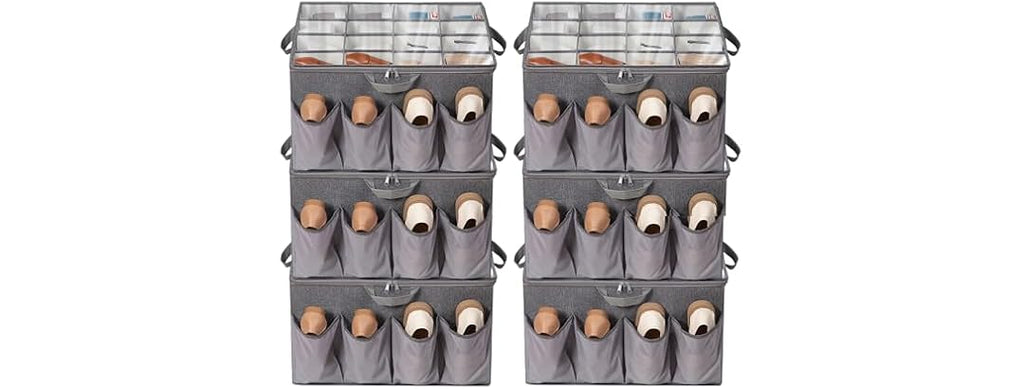 STORAGEIDEAS Fabric Shoe Organizer for Close Grey, 6 Pack