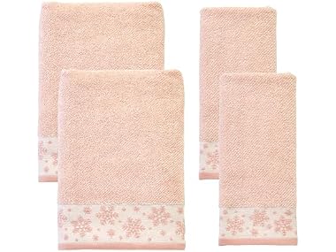 Winter Heather Snowflake 100% Cotton Premium 4-Pc Towel Set