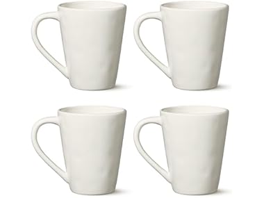 Linen Cream 14 oz Stoneware Mugs Set of 4