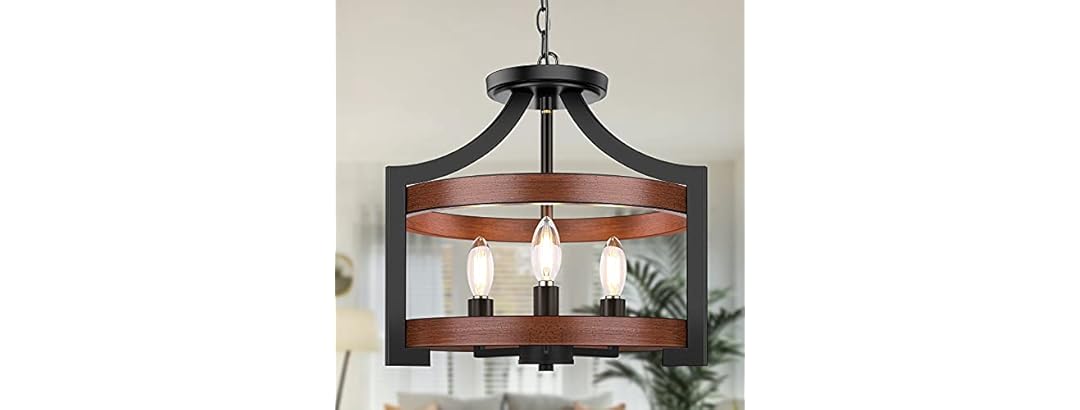 3-Light Farmhouse Chandelier, 14.5” Pendant Hanging
