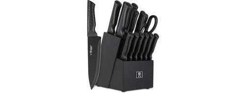 15-Piece Kitchen Knife Set w/ Block- Black