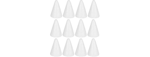 12-Pc White Foam Cones for DIY Crafts