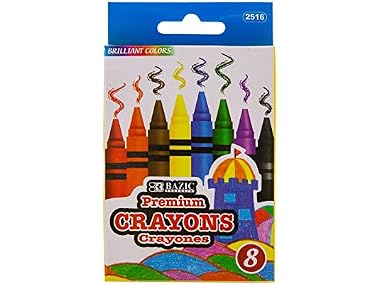 BAZIC 8-Color Premium Crayons Case of 24