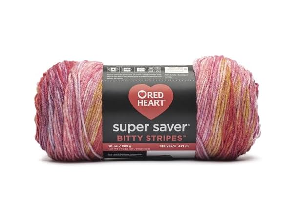 Red Heart Super Saver Bitty Stripes- Pink Lemonade