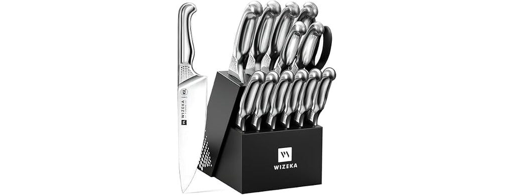 WIZEKA Kitchen Knife Set with Block