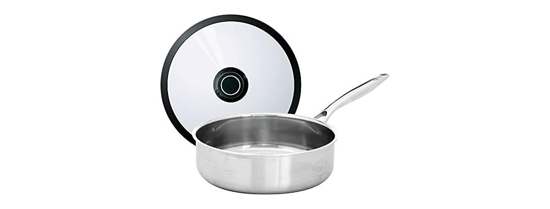 Stainless Steel, Sauté Pan w/Lid, 9.5-Inch Diameter, 3 Quart