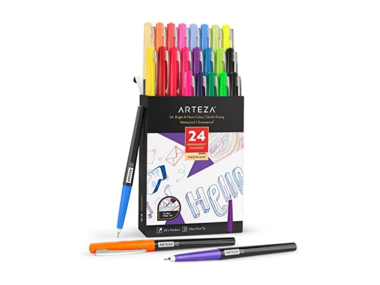 ARTEZA Permanent Markers 24-Color Fine Tip