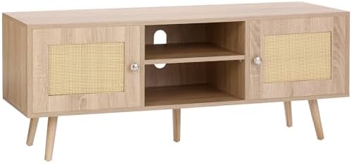 Rattan TV Stand, Mid Century Modern 65inch