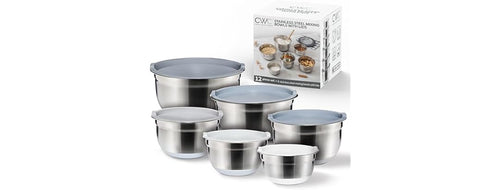 12 Pc Mixing Bowls with Lids Gray