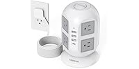 TESSAN 10ft Cord Power Tower (8 Outlets, 1 USB-C, 3 USB-A)