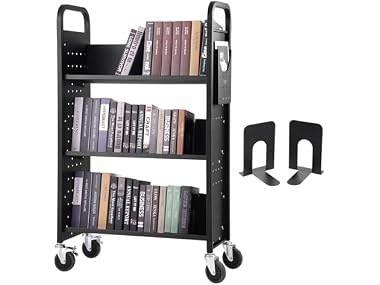 Book Cart, 330 lbs Library Cart, 31.1" x 15.2"