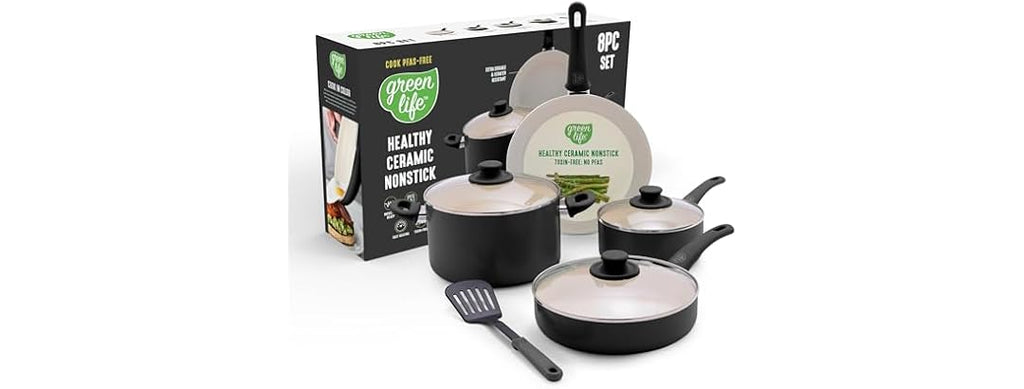 GreenLife 8pc Nonstick Cookware Set, Black