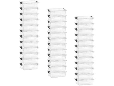 Superio Clear Small Storage Boxes with Lids, 2.3 Quart 36 Pack