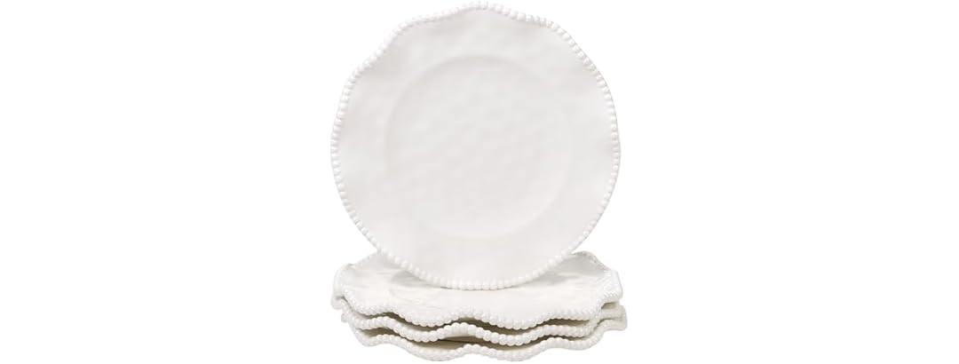 Perlette Cream Beaded Salad Plates