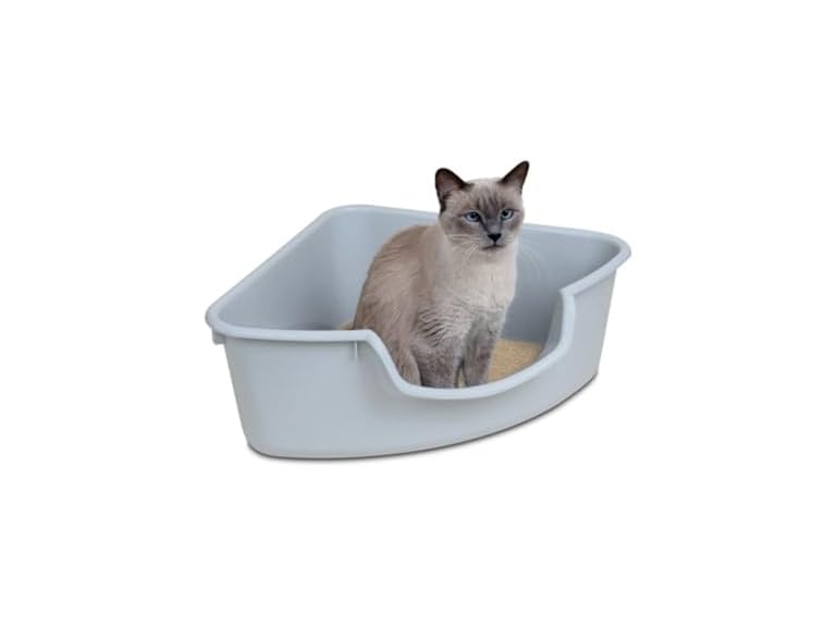 SmartCat Corner Litter Box, Gray