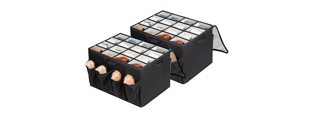 STORAGEIDEAS Fabric Shoe Organizer for Closet Black, 2 Pack