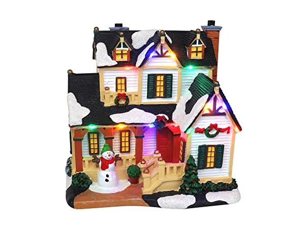 Christmas Village House with Snowman