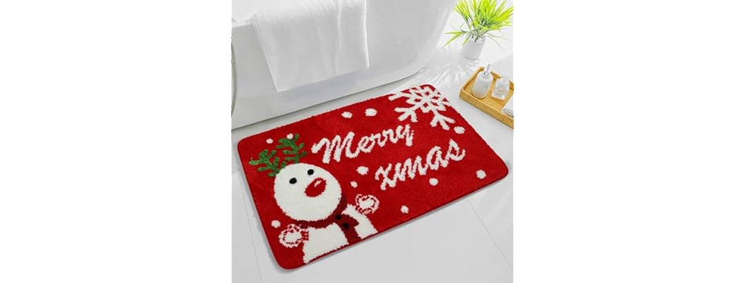 Cute Snowman Christmas Bathroom Rug
