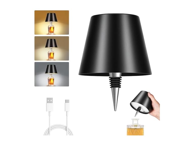 Black Shade Wireless Bottle Lamp