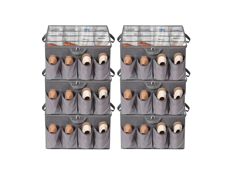 STORAGEIDEAS Fabric Shoe Organizer for Close Grey, 6 Pack