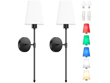 VerRon Battery Operated Wall Sconces Set of 2, Black