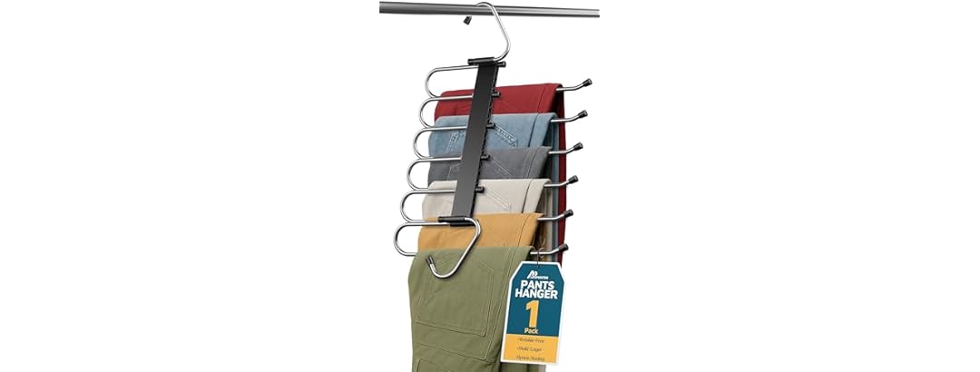 Black Space Saving Pants Hangers 1 Pack