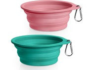 Rest-Eazzzy 2-Pack Collapsible Dog Bowls- Green Pink