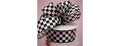 White Checkered Fabric Ribbon 1.5" x 10yd