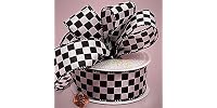 White Checkered Fabric Ribbon 1.5" x 10yd