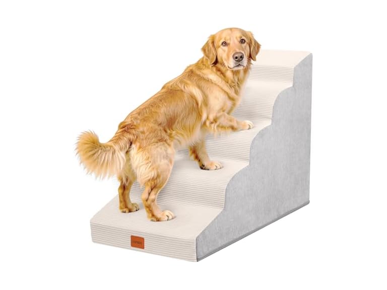 NAPWAYS Dog Stairs for Small Dogs and Cats, 22.6" H, 5-Step