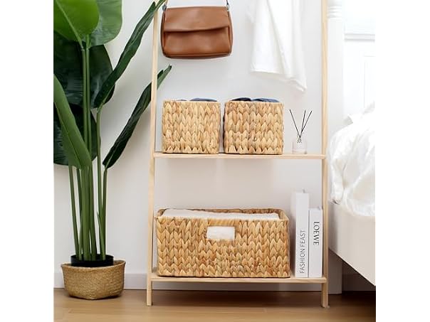 JS HOME Water Hyacinth Wicker Storage Baskets