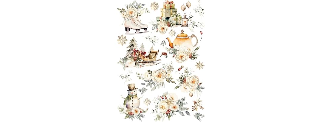 Craft Kreatively White Christmas Rice Paper, 11.5 x 1