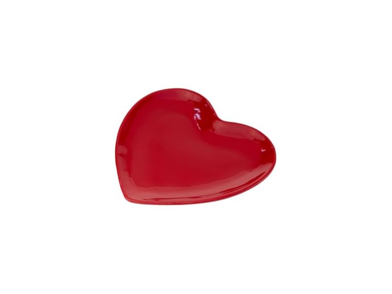 Ceramic Plate Heart-Shaped Mini Tray, Small, Red