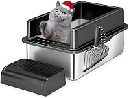 XSBAIHUO Stainless Steel Cat Litter Box with Lid